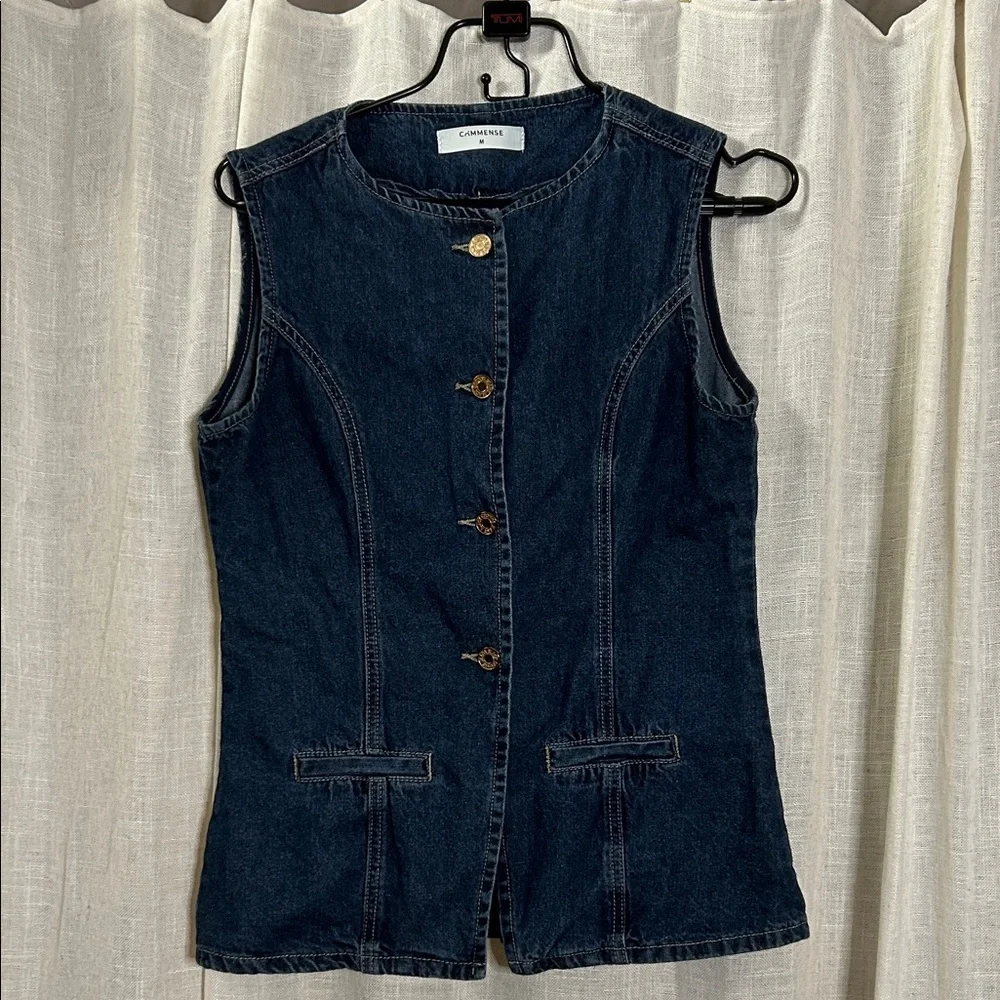 Commense Blue Denim Vest - Picture 1 of 13
